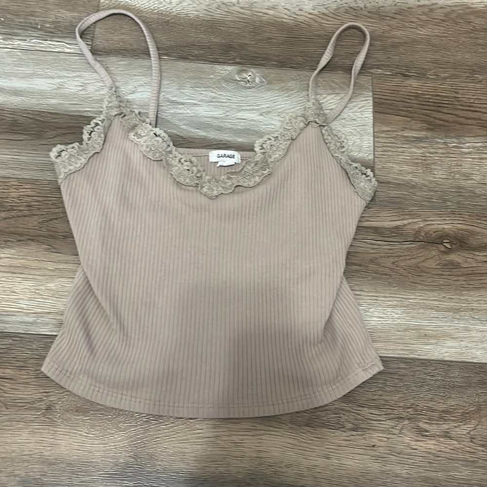 nude-pink garage tank w lace detail